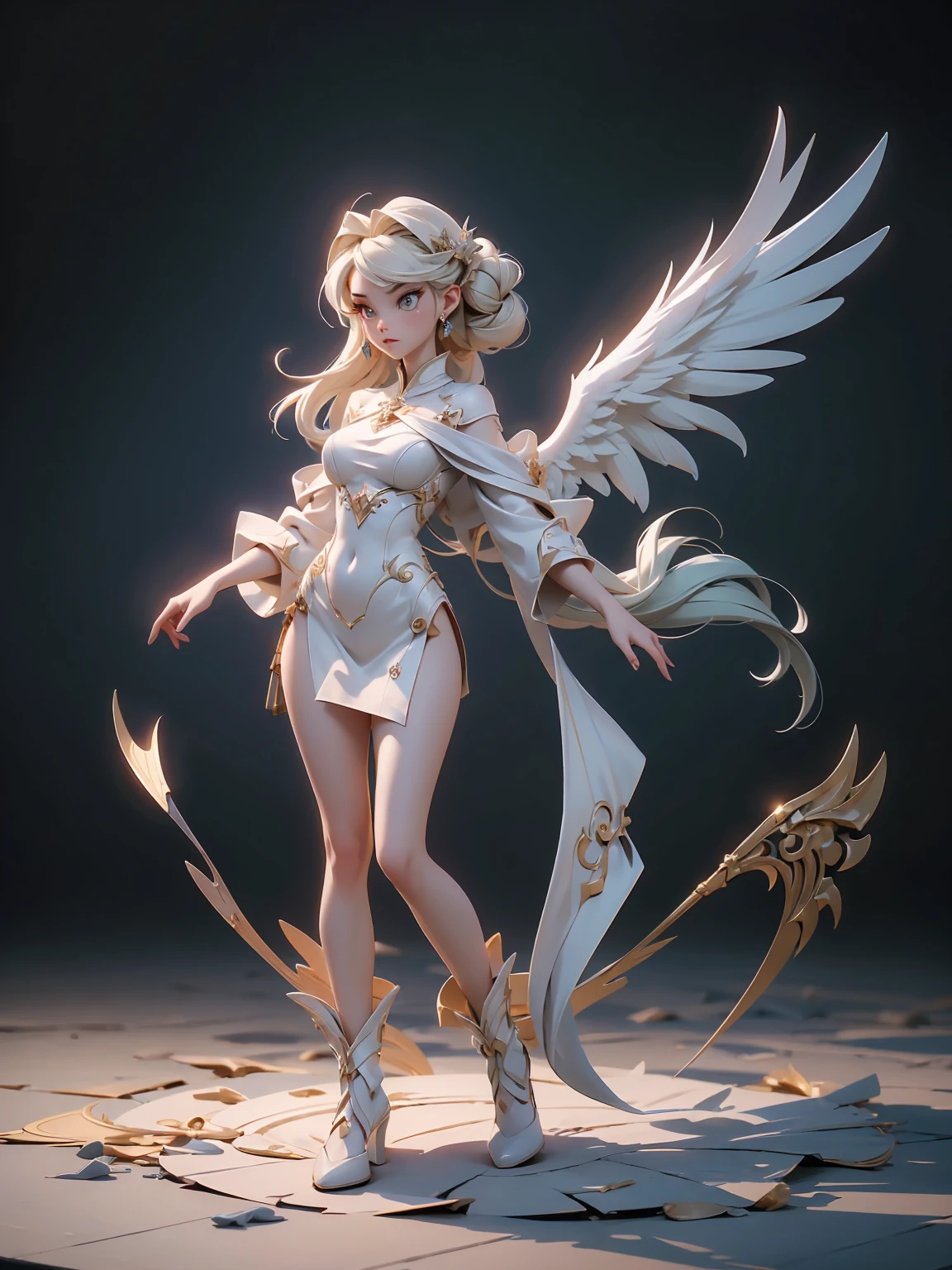 (((masterpiece))),((Finest quality)),(超A high resolution),(ultra-detailliert),(Meticulous portrayal),((best pictures)),(Finest works of art),Ultra-Precision Art,The art of astounding depiction, Fantasyart:1.5, (One woman:1.5),Fusion of angel half body and demon half body,demonic wings:1.4,the angel's wings:1.4, ((full body))