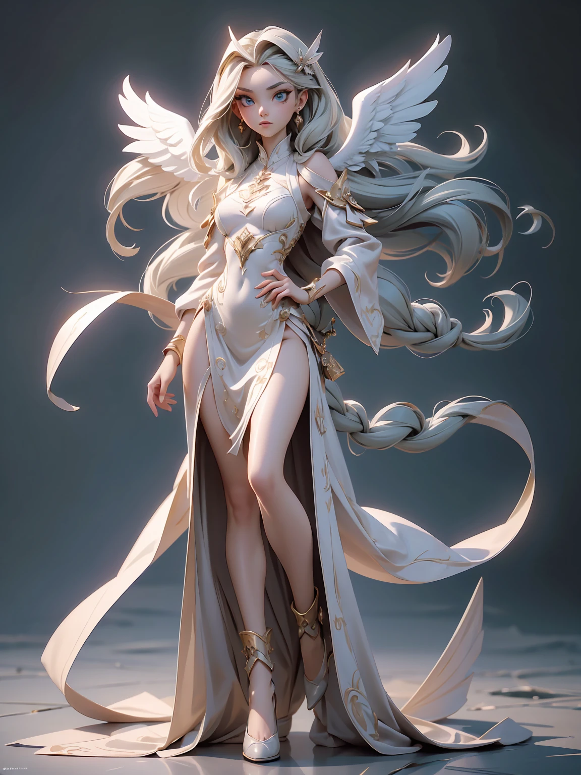 (Finest quality)),(超A high resolution),(ultra-detailliert),(Meticulous portrayal),((best pictures)),(Finest works of art),Ultra-Precision Art,The art of astounding depiction, Fantasyart:1.5, (One woman:1.5),Fusion of angel half body and demon half body,demonic wings:1.4,the angel's wings:1.4,