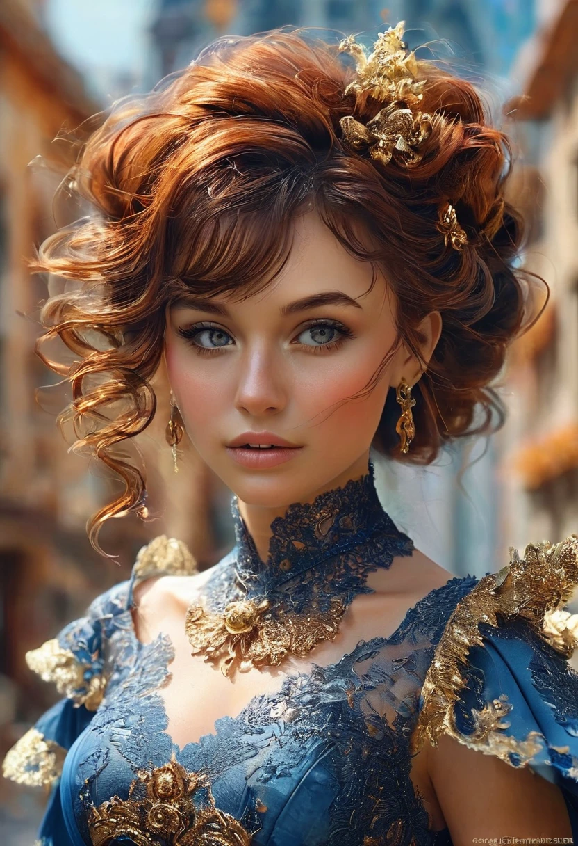 Beautiful boho women stunning merge of Nathalie Emmanuell. with Navy-blue-dress. blue lace. copper colored hair that is coarse, wiry, and tightly curled. It often has a rough texture, feels stiff to the touch, and may be prone to frizz and tangling. The curls can be densely packed. The Official Art – An Award-Winning Digital Masterpiece In 4K Ultra HD, Extreme Detail And Intricate Realism. symmetrical face. This Concept Art Brought To Life By The Hands Of Artists Like Wlop & Artgerm In A Stunning 2D Vector Illustration. large, perky, full, vuluptious, symmetrical  and spherical breasts. Background is a panoramic vista.

