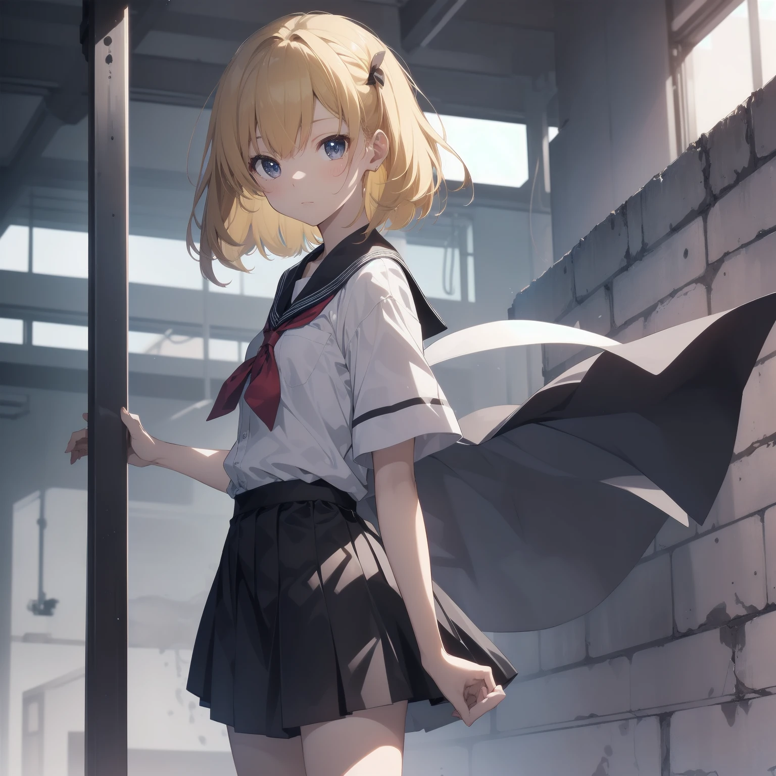 ultra-absurdres-Top quality by artist God, ultra-detailed, high resolution, anime moe artstyle, best anime 8k konachan wallpaper, pixiv contest winner, pool:2810, perfect anatomy,break, 1girl, (Please draw a girl walking sleepily to school alone. )break,(Solo,little female, 13-year-old:1.3),Full limbs, complete fingers,a junior high school student, (very short hair), short cut, flat chest, , small butt, small black eyes, beautiful detailed eyes, well-proportioned iris and pupils, expressive eyes, highres detailed hair, soft expression, salor school_uniform, sailor collar, serahuku, bow, pleated skirt,(Detailed Lighting), (Detailed background), in the School commute route. break,super detailed skin, Best cinematic lighting powered by famous artist, 8k,beauty illustration,photoshop_(medium),very aesthetic,break,((artist:zen_(kamuro) )), artist:clamp ,artist:carnelian ,artist:kantoku ,