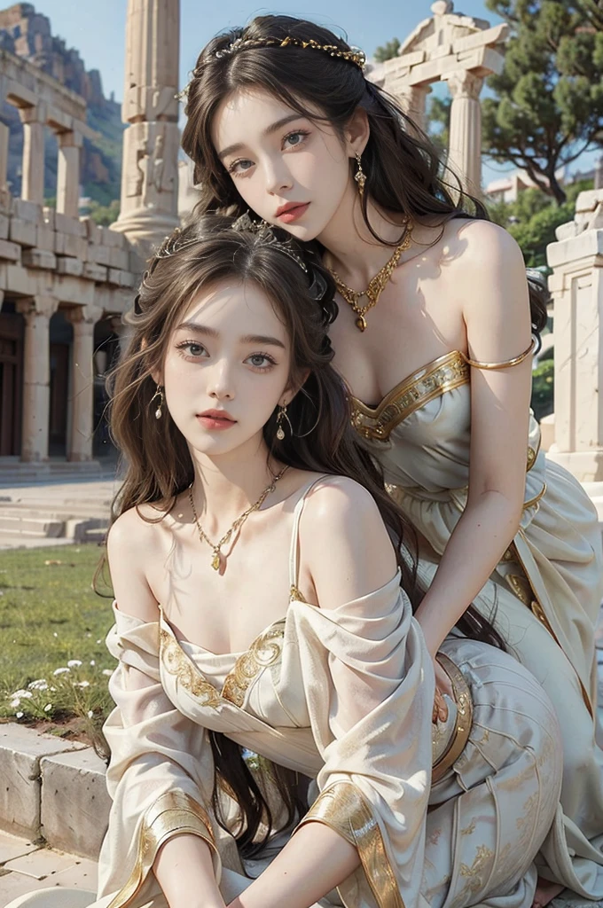{(watercolor painting:1.2),(ultra realistic photo graphic style:1.1),(renaissance style:1.2)}, {(extremely detailed beautiful face and eyes and skin and hair)}, BREAK, {erotic face,anguish,(very ecstasy:1.2),(writhing:1.4),embarrassing,half open eye},{(very obscene pose:1.2),(arched back:1.2),(arch one's head:1.4)}, {(very Amazing mini length dress:1.2), (very beautiful mini length dress:1.2),(beige colored dress), (sky-blue colored dress), (green-yellow colored dress),(magenta colored dress),(wet clothes:1.2)}, BREAK, {(many chains from the ceiling:1.4), (chain shibari:1.3),(chain bondage), (chain restraint),(wrap limbs with chains:1.8),(chain bind body),(chain in collar:1.2), confinement, shackles}, BREAK, {(2 woman, medium breasts, (lick each other:1.2, saliva), braid hair intricately)},{dynamic low angle view}, {(palace throne room:1.2),(glowing stained glass:1.2)}, BREAK,{(glowing tears:1.1),(pure white skin:1.1)}