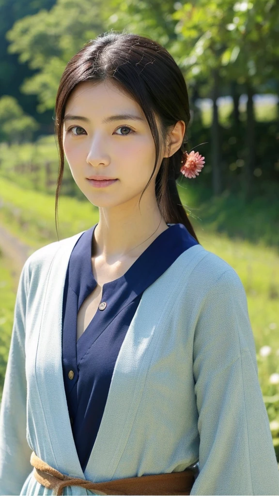 Japanese women、Clothes that do not expose skin、Close-up of face and chest、countryside