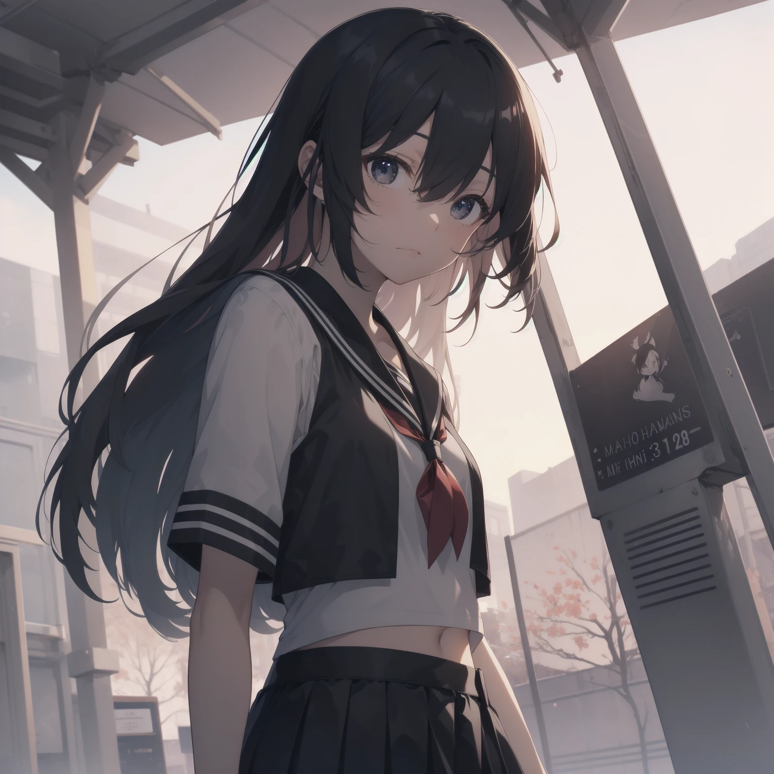 ultra-absurdres-Top quality by artist God, ultra-detailed, high resolution, anime moe artstyle, best anime 8k konachan wallpaper, pixiv contest winner, pool:2810, perfect ???????,break, 1girl, (Please draw a girl walking sleepily to school alone. )break,(Solo,little female, 13-year-old:1.3),Full limbs, complete fingers,a junior high school student, (very short hair), short cut, flat chest, , small butt, small black eyes, beautiful detailed eyes, well-proportioned iris and pupils, expressive eyes, highres detailed hair, soft expression, salor school_uniform, sailor collar, serahuku, bow, pleated skirt,(Detailed Lighting), (Detailed background), in the School commute route. break,super detailed skin, Best cinematic lighting powered by famous artist, 8k,beauty illustration,photoshop_(medium),very aesthetic,break,((artist:zen_(kamuro) )), artist:clamp ,artist:carnelian ,artist:kantoku ,
