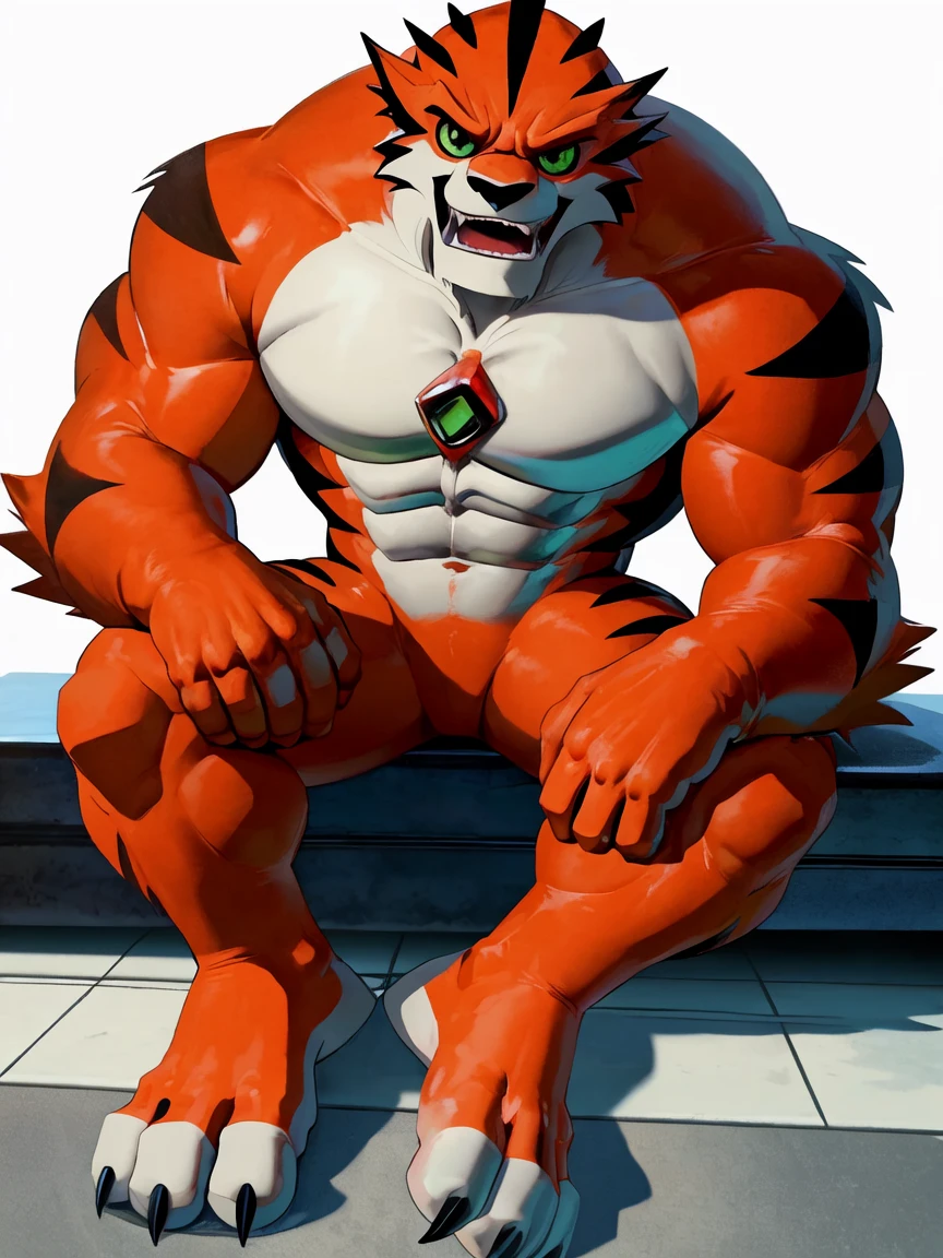 best quality,1boy,solo,muscular male,hi res,8k hd,looking at viewer,arms_raised,(by cartoon-network,takahirosi:1.5),masterpiece,best quality,(rath_(ben_10),orange skins):0.9,solo,hi res,8k hd,((nudiest:1.7)),green eyes,full body shot,((show legs&feet)),white background,(((rugged body,wide_chest,wide_abs,wide_legs,wide_feet,big muscular,better eyes,better pupils))),laying_down