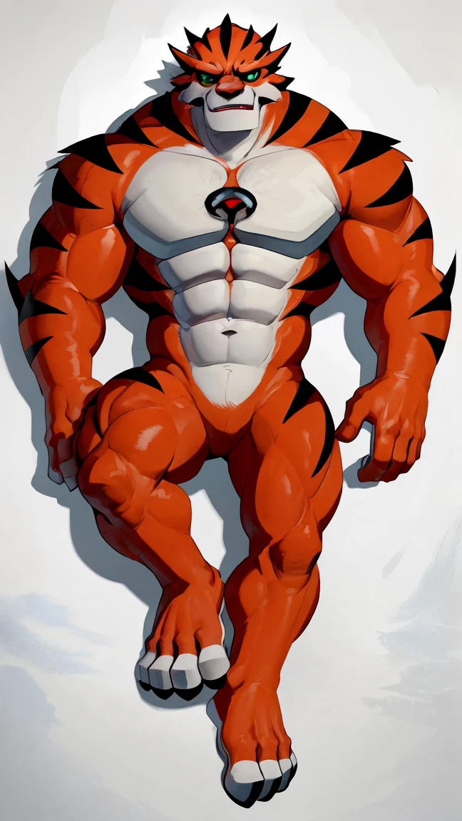 best quality,1boy,solo,muscular male,hi res,8k hd,looking at viewer,arms_raised,(by cartoon-network,takahirosi:1.5),masterpiece,best quality,(rath_(ben_10),orange skins):0.9,solo,hi res,8k hd,((nudiest:1.7)),green eyes,full body shot,((show legs&feet)),white background,(((rugged body,wide_chest,wide_abs,wide_legs,wide_feet,big muscular,better eyes,better pupils))),laying_down