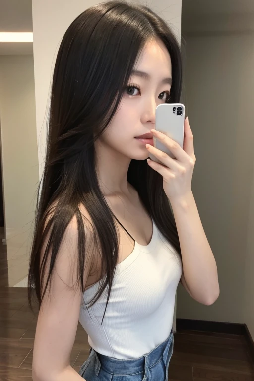Selphy Japanese women Semi-long hair Worn by Calvin Klein