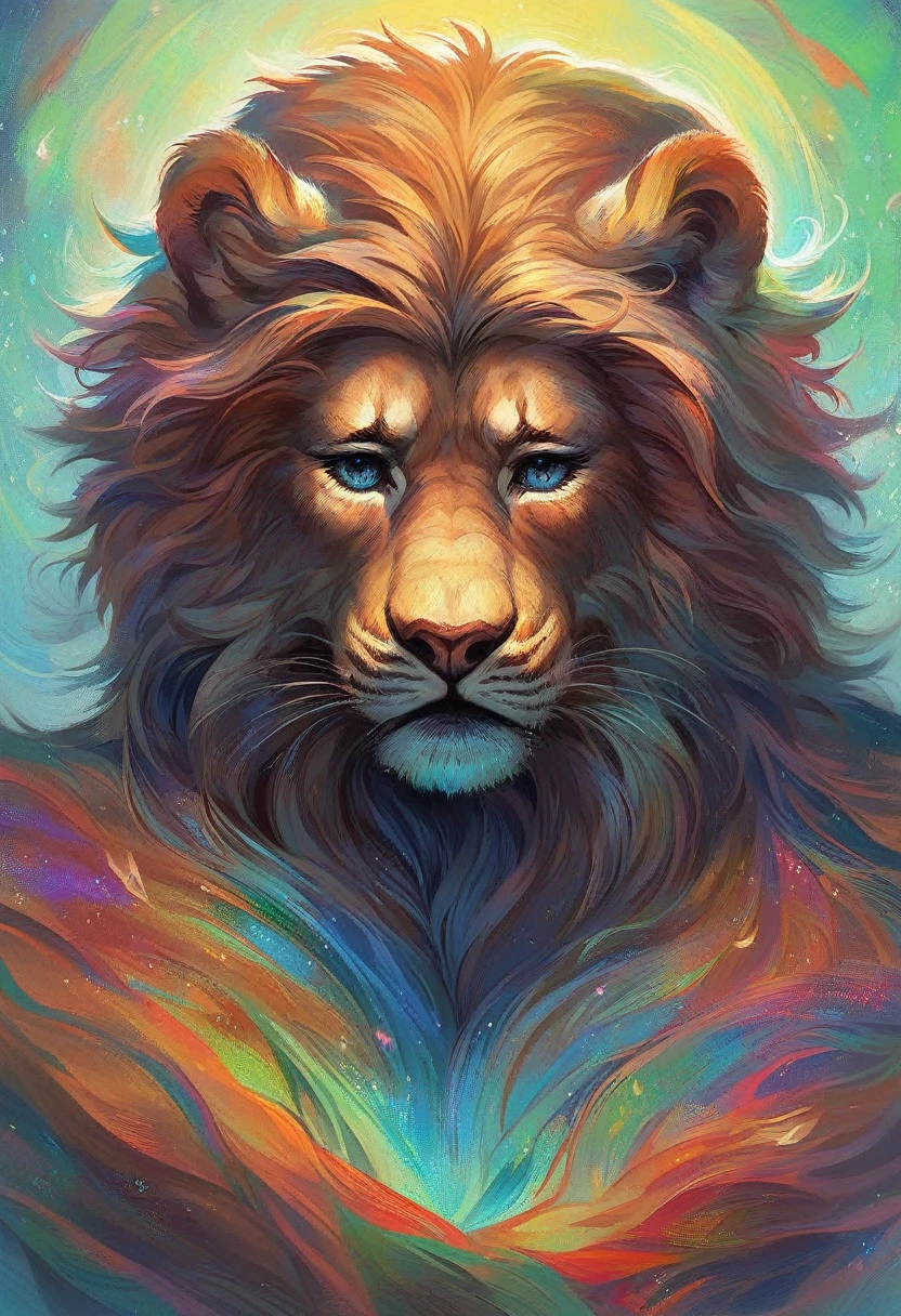 A crouching girl with a sad expression, a large lion comforting her, intricate detailed face, beautiful eyes, long eyelashes, delicate features, detailed skin texture, ornate background, sunlight filtering through leaves, cinematic lighting, vibrant colors, fantasy art style, highly detailed, 8k, style anime, large space, 4k, vivid colors