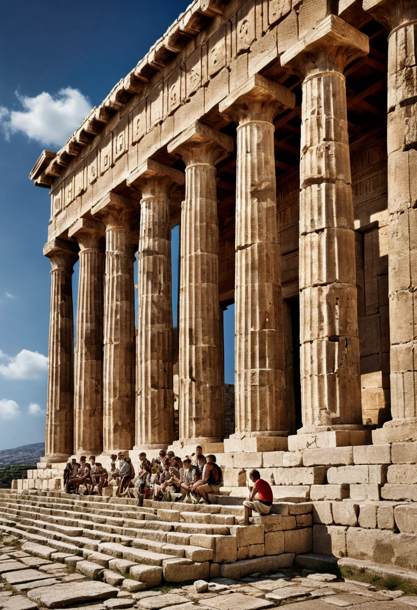 (Ancient Greek Art), architecture, Sicily, Temple of Concordia, panorama view, full body, award-winning, cinematic still, emotional, vignette, dynamic, vivid, (masterpiece, best quality, photorealistic, Professional, perfect composition, very aesthetic, absurdres, ultra-detailed, intricate details:1.3)