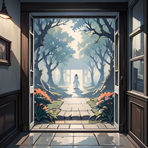 (best quality, super fine, 16k, incredibly absurdres, extremely detailed, 2.5D, delicate and dynamic, three-dimensional effect expressed by light and shade, highres, 8k, masterpiece, immersive atmosphere, film grain)
(a undetailed white door, white door, undetailed door, no details in the center) (Colorful frame around the door, paintings in the wall around, details around, detailed wall, detailed environment, fine detail, optial illusion, complex, hand draw, 3D painting, reality, fantasy art, enhance, intricate, sharp, best quality, masterpiece, Representative work, official art, Professional, 8k, based on the following poem: In the trees I knead the roots and only see my parents—but barely see trees here. In the buildings, I only see the windows and am already in love with what they hide—and I only see Her. In the cars, I only see the shadow and these ghosts haunt me. On the sidewalks, I do not see the viable paths you saw when we were together. And yes, in my house, I no longer see you, I do not dream much. In my hand, I do not see yours and I am already unique. In these fingerprints, I only see the typing touching the world. That I only see another randomly the same first moment—and second, and second, and minute, and I pray, and hour, and delay, night falls, day, and without a sister in the family, I am, week, at my mercy, nothing is mine, month, without a master, semester, without a plan, year, year and a half, without a middle, only an instant... and quickly I descend to the decade. In decadence, I soon reach the decade, and so soon I am already twenty years old...)bic cute corgi  shadow Ghost
Ghost  big shadow ghosts 