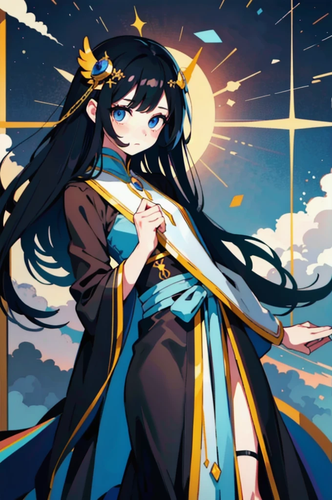 One woman、Long black hair、Iris、
The goddess、The goddessの羽衣、cute、, celestial maiden robe