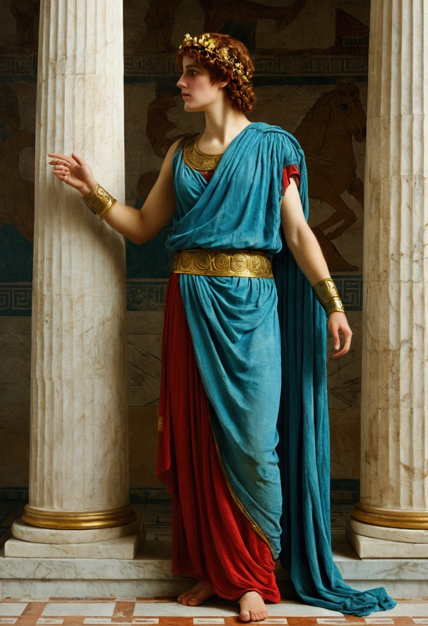 Ancient Greek Art, by Howard Pyle, full body, cinematic still, (best quality, masterpiece, photorealistic), very aesthetic, perfect composition, intricate details, ultra-detailed, vivid colors