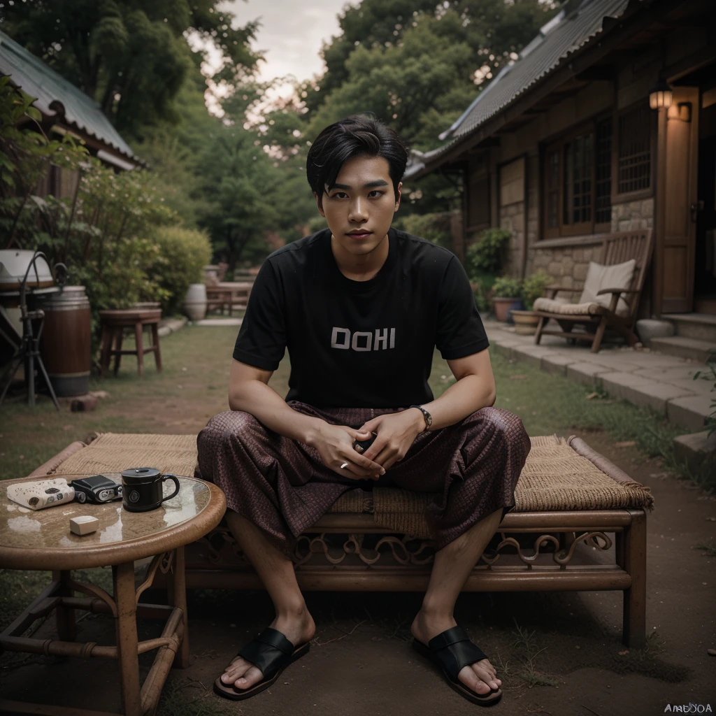 arafed asian man sitting on a rock in a field, casual photography, high quality portrait, casual pose, male ulzzang, jung jaehyun, mid shot portrait, modeling photography, sitting on a rock, photoshoot, cinematic outfit photo, portrait shot, character photography, beautiful androgynous prince, south korean male, realistic photography, sitting on the ground