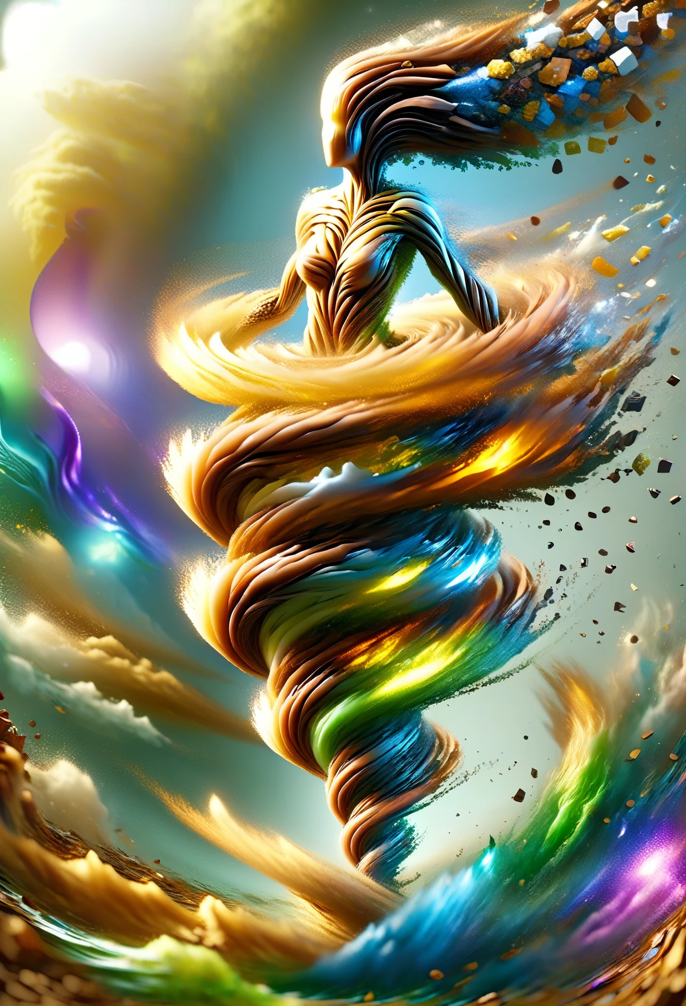 (female choclate DonM3l3m3nt4lXL elemental:1.3), brown and white chocolate, chunky bits(masterpiece:1.2), best quality, colorful, (intricate details, hyperdetailed, highest detailed:1.2), high resolution textures,
