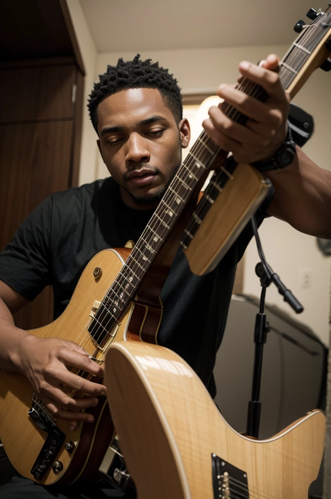 Black man playing instrument