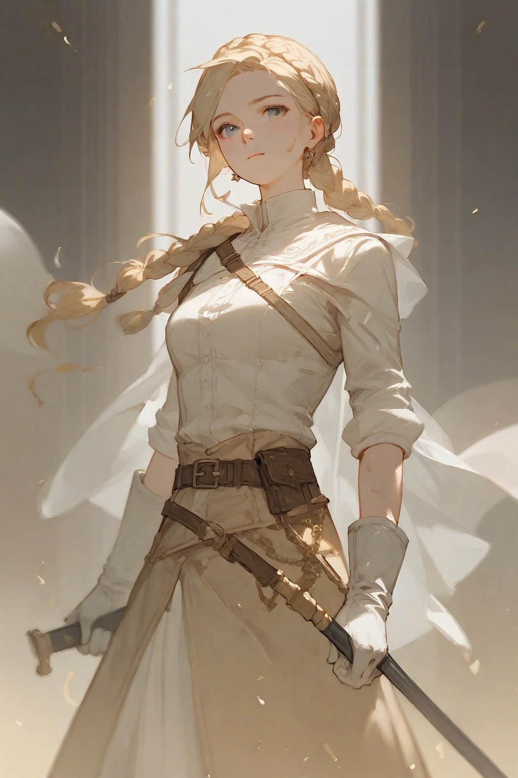 Female Archer,blond,White gloves,The skin is pale temporarily