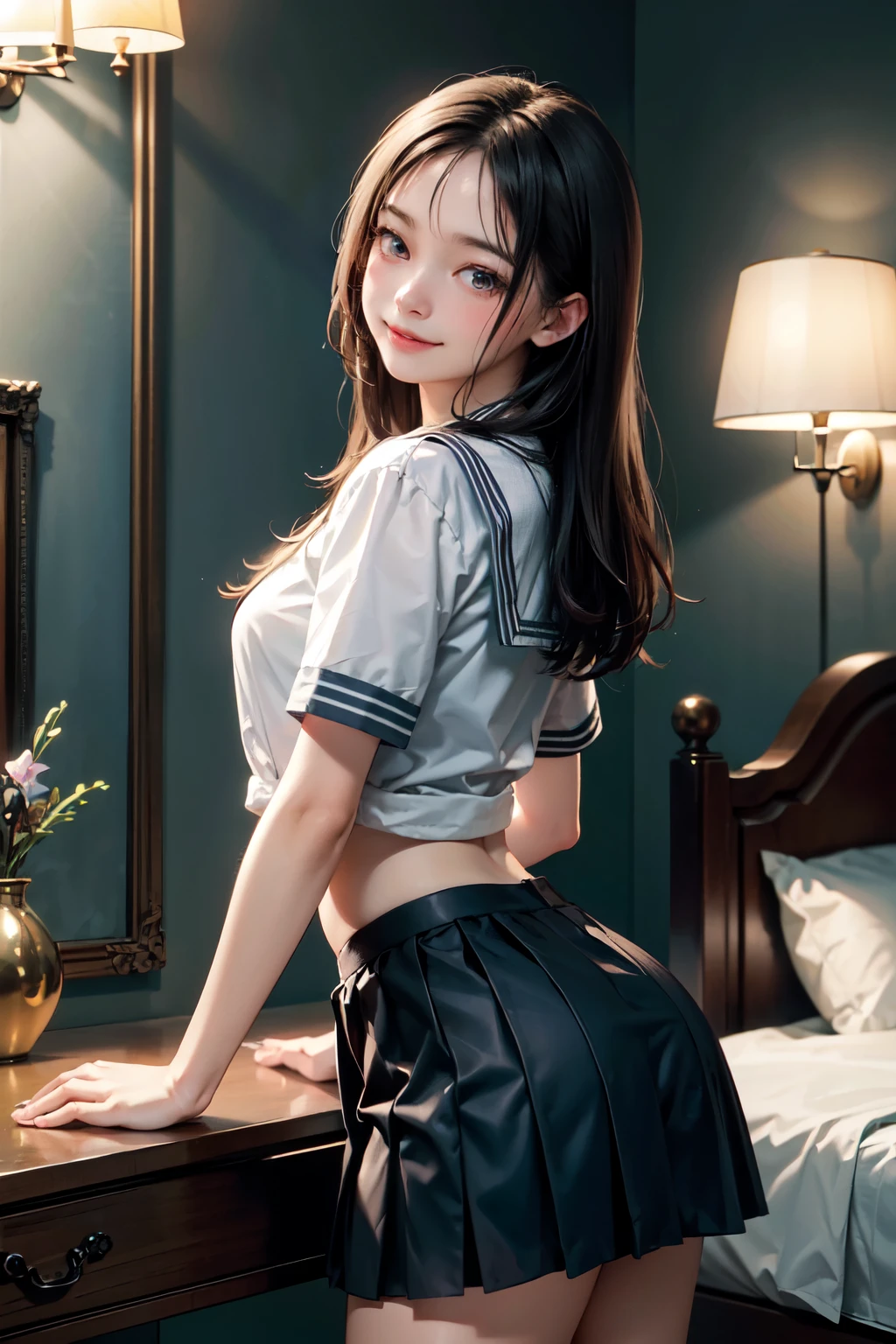 Realistic, High resolution, 1 female, Hip Up, Beautiful Eyes, Long Hair, Ring-shaped eyes, jewelry, tattoo, Costume Blaze, Cat ear, White bra, White jacket, Black Skirt, Thigh height, blue eyes, Rear View