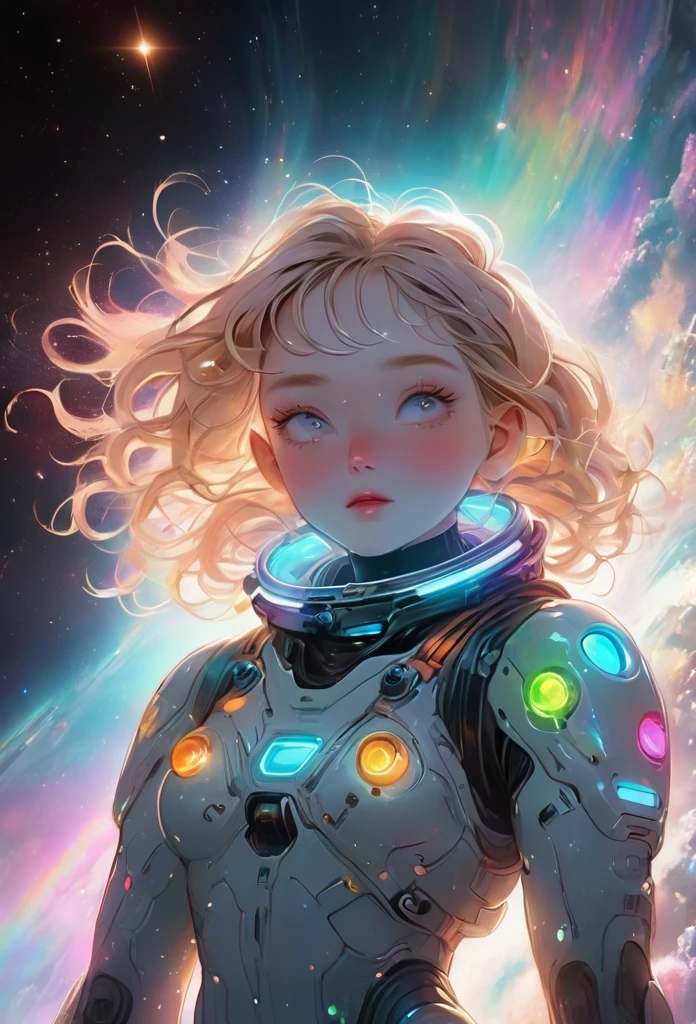 Female astronaut (((floating in space on air))), actor, planet, nebula, whole body, empty, {16K highly detailed CG unit wallpapers.}, Photographing vast landscapes, (A bottom-up perspective that focuses on the characters and setting.), (Wide field view), (low angle photography), (Highlights: 1.2), (low beam: 1.8), (warm light source: 1.2), Additional information, (rainbow colors: 1.5), (bright light), (Atmosphere light), dreamlike, individuality, line art, black and white,(multiple exposure:Intricate and detailed background,cyberpunk,neon sign)