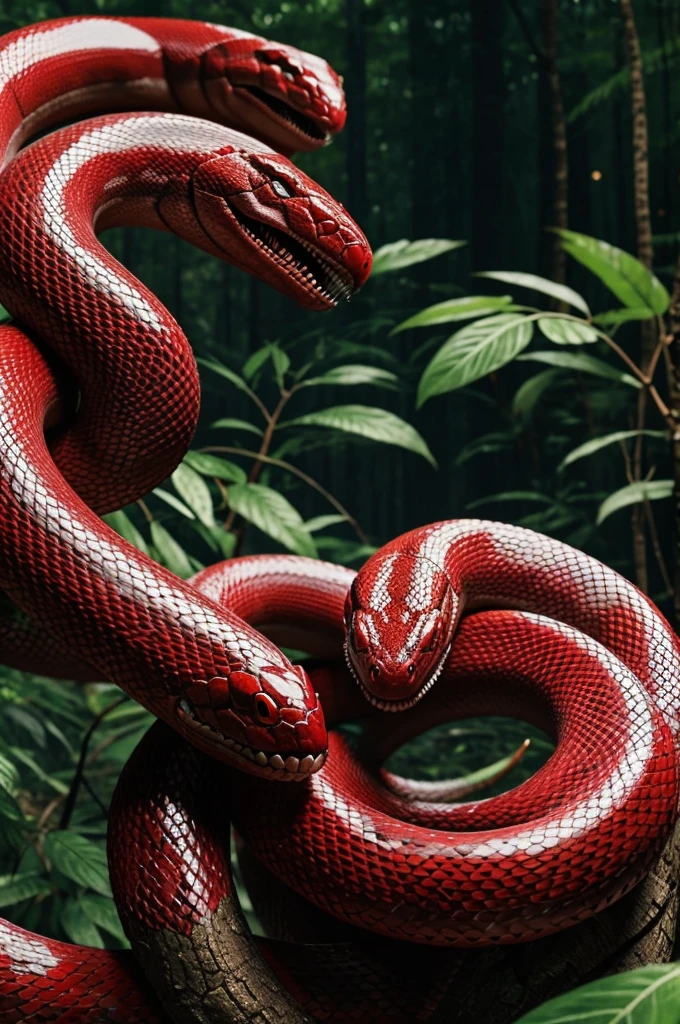 Create a crimson snake that is releasing its venom and at the bottom has an emblem that says TOP LEGENDARY in capital letters and has an enchanted forest in the background.