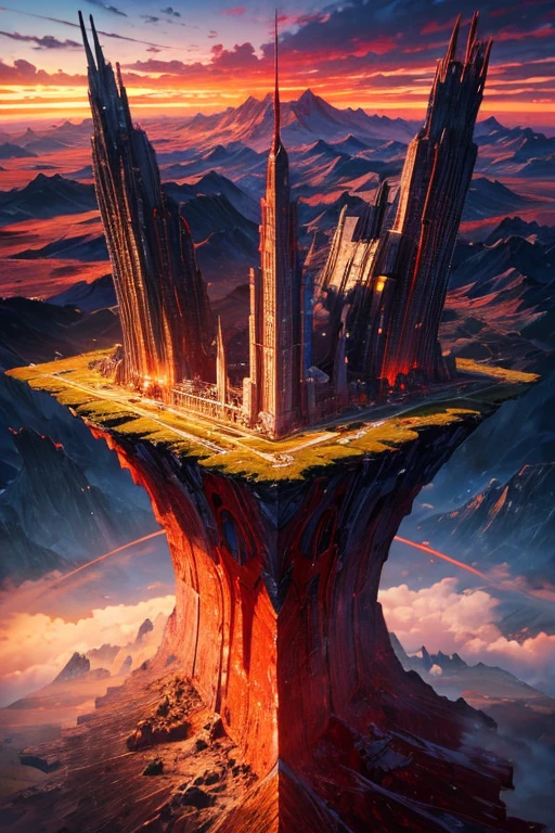Highest quality、masterpiece、Desolate Earth、wreckage、Red Sky、Surrealism