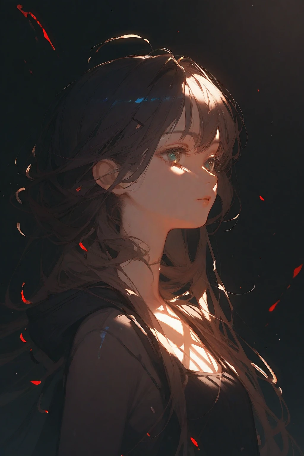 ung girl,Beautiful light and shadow,Dark Tones