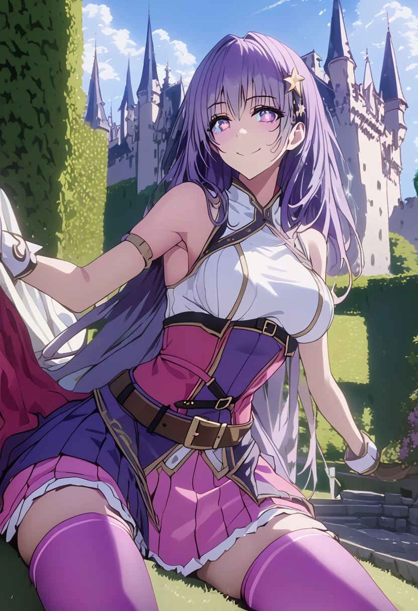 great quality ++ Extremely detailed high resolutionolution, very aesthetic, expressive eyes, (((perfect face))), (((face symmetrical))), ((good anatomy)), (((perfect hands))), (((8k))), UHD, HD wallpaper, (((detailed high cal, (((((1girl)))))), only, masterpiece, La Best Quality, high resolution, Highly detailed, (illustration), beautiful detailed eyes, (((combatant))), ((((full body)))), (((((Miku Izayoi))))), ((((((((purple hair)))))))), ((((((((purple eyes)))))))), (((rvcm_duotone3_haiRstyle))), (((agglutination))), Combination, (((mature female))), (((bangs))), (((blunt bangs))), (((hime cut))), (((hair ornament))), (((Idol))), (((background Concert))), (((background dome))), (((dancing))), (((Singing))), (((((((star-shaped pupils))))))), ((((purpler hair)))), (((purple eyes))), (((pink dress))), (((Sleeveless Dress))), (((pink gloves))), (((pink thighhighs))), (((belt))), (((narrow shoulders))), (((narrow waist))), (((They are smiling))), Long hair, huge, garden of a castle, (((mature female))), masterpiece, Best Quality, ((masterpiece)), ((best calidra derailed)), Upper part of the body, (((face to face look))),