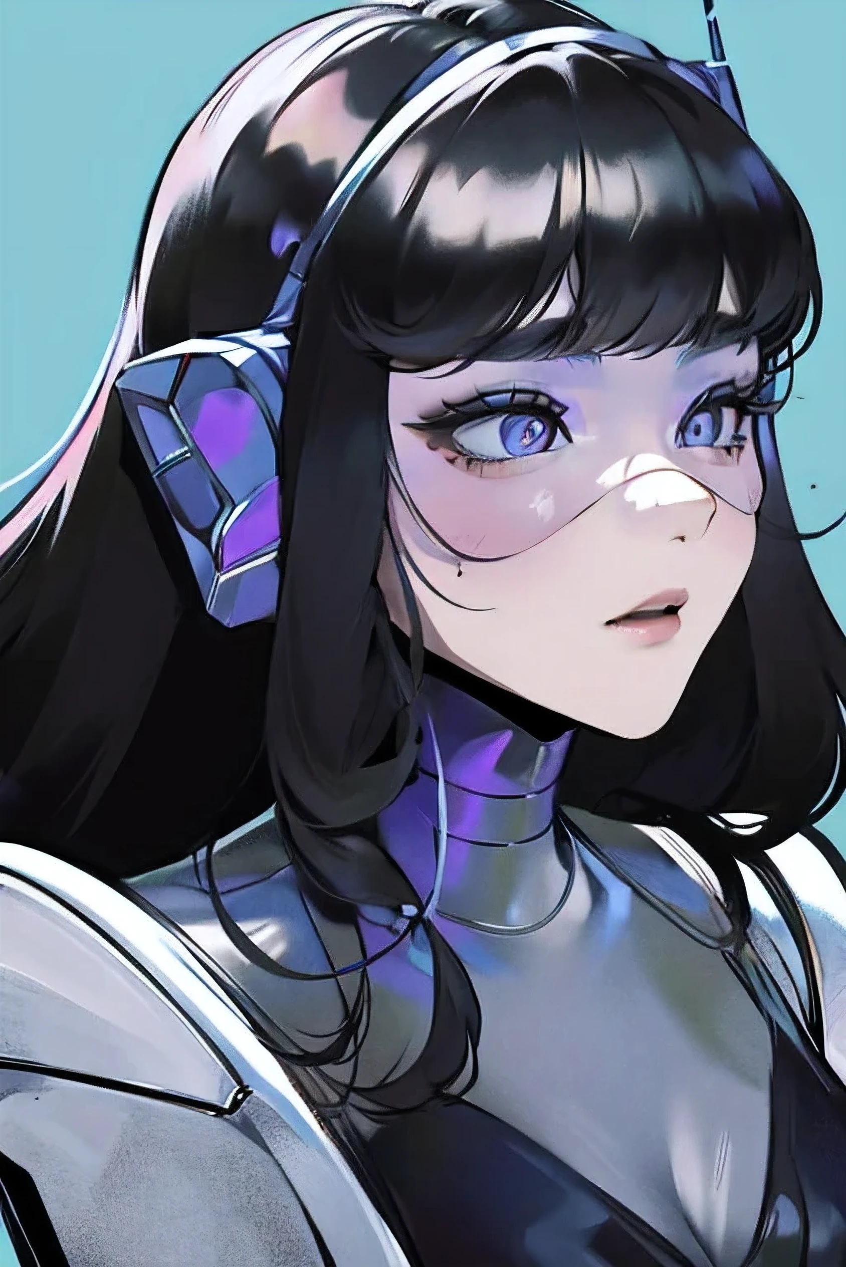 empty eyes,robotized woman ,big bust,Robot Joint ,Metal skin
