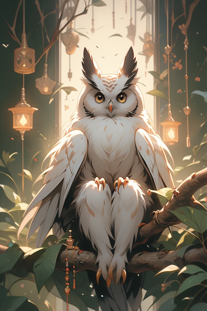 painting of an owl sitting on a branch with a dark background, by Shao Mi, beautiful painting of a tall, beautiful art, painted in oil colours, by Elina Karimova, oil painted, by Bencho Obreshkov, gorgeous art, by Radi Nedelchev, by Zeen Chin, by Auseklis Ozols