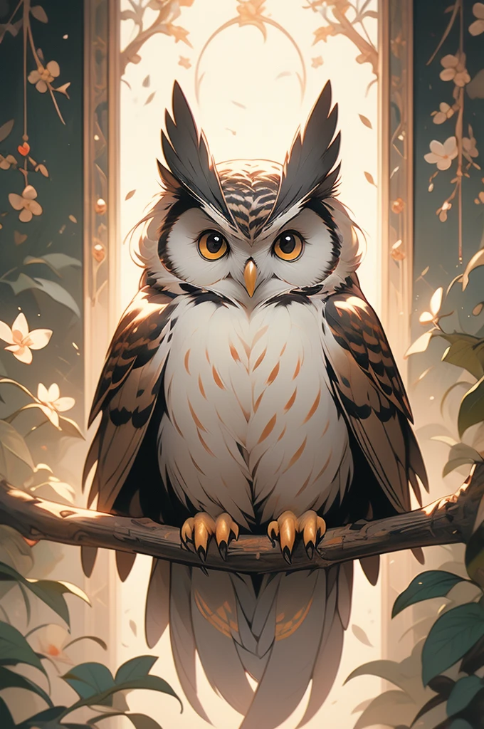 painting of an owl sitting on a branch with a dark background, by Shao Mi, beautiful painting of a tall, beautiful art, painted in oil colours, by Elina Karimova, oil painted, by Bencho Obreshkov, gorgeous art, by Radi Nedelchev, by Zeen Chin, by Auseklis Ozols