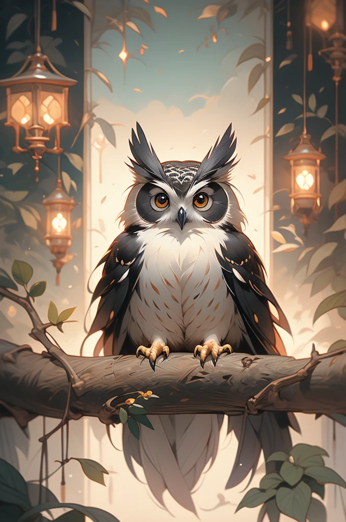 painting of an owl sitting on a branch with a dark background, a detailed painting by Shao Mi, trending on Artstation, fine art, beautiful painting of a tall, beautiful art, painted in oil colours, oil painted, gorgeous art, beautiful detail and color, beautifully painted, owl, an owl, very neat, painted with oil, oil paint