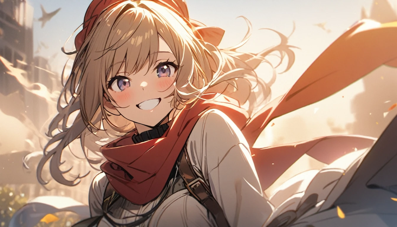 1 girl, smile