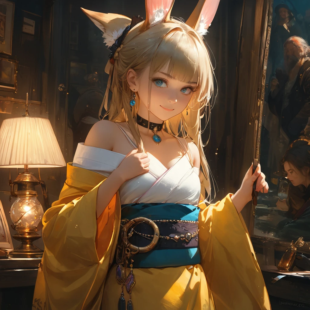 /draw (((Alice))) from alice_in_wonderland, ((loli)), (((kimono))), flat_chest, sexy, highest realism, photographic_detail, perfect_clarity, perfect_detail, nai4, warm_lighting, detailed_ambiance, ((perfect_flat_chest)), ((8k resolution)). ((ultra realistic by Jeremy Mann and Rembrandt)). ((natural lighting)).. makeup. ((small)). oiled skin. tanned skin. (waist chain). cowboy_pose. choker. ((clever smirk)). fishnets. ((oak_forest)), dripping wet, ((drawn by kittew, sciamano240))
