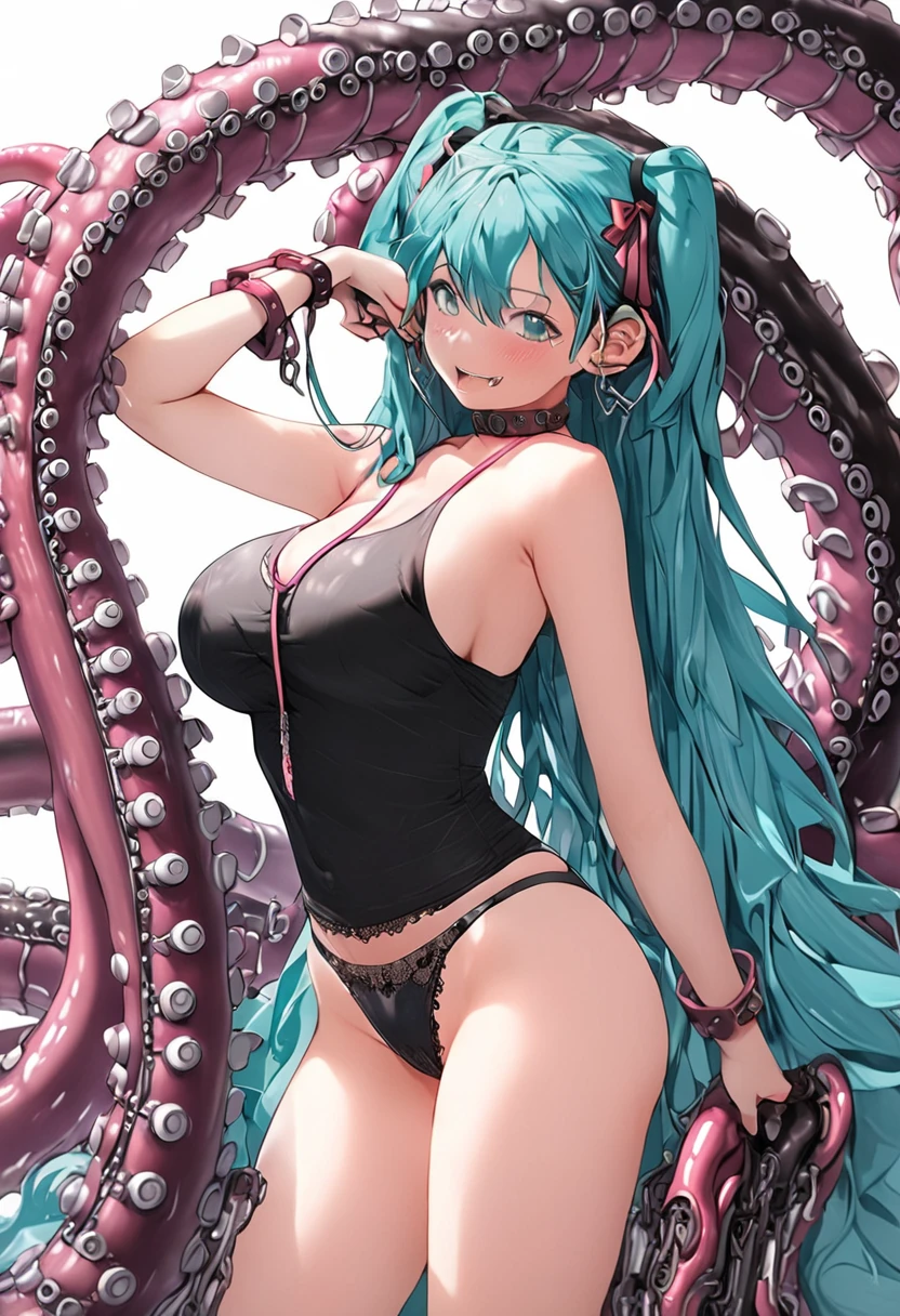 One Woman、Huge breasts、(Huge breasts:1.8)、Hatsune Miku、skirt,T-back pants,String Panties,Pubic hair sticking out,Pubic hair sticking out,Nipples are erect,The nipples are erect,Iron Tentacles, Mechanized Tentacles ,Mechanical machine, Mechanical dicks, Mechanical penises,Mechanical tentacles,2-hole penetration double penetration,Bondage BDSM,Bondage Bondage,Tentacles under clothes tentacles under clothes