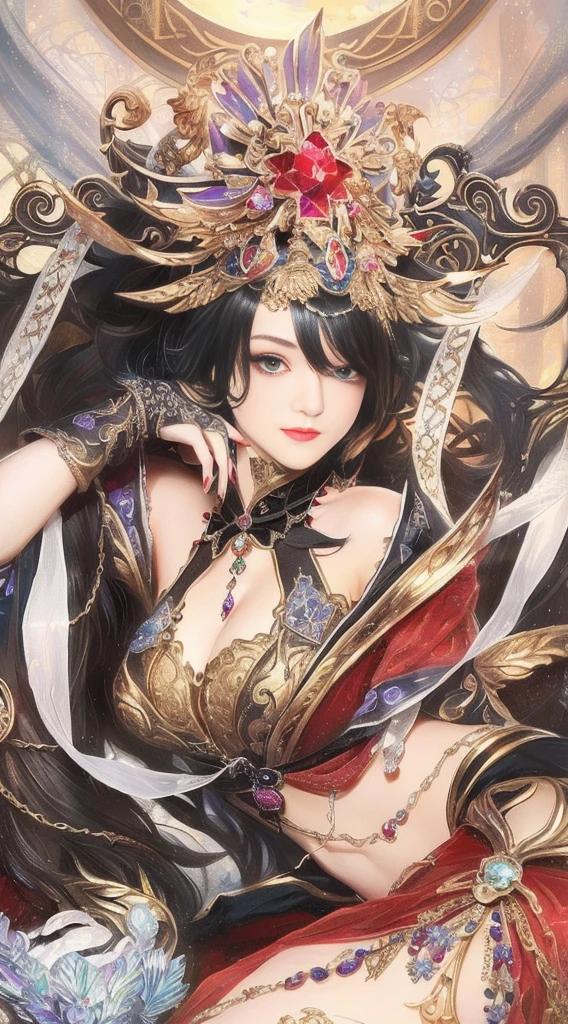 beautiful girl, fantasy empress,purple eyes, (seductive look), sexy
