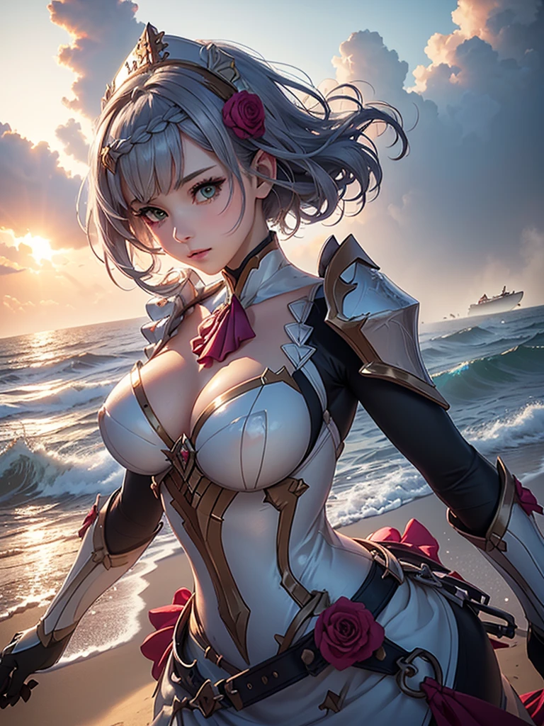 [noelledef]:1.5,((masterpiece,highest quality,Detailed images,Beautiful images))1.4(noelle images、Bob Hair、Sandy Beach、shipwrecks、The wind is blowing、Bright lighting overall、Backlight、A fantastic atmosphere、Thick Fog)1.1(Beautiful body lines)
