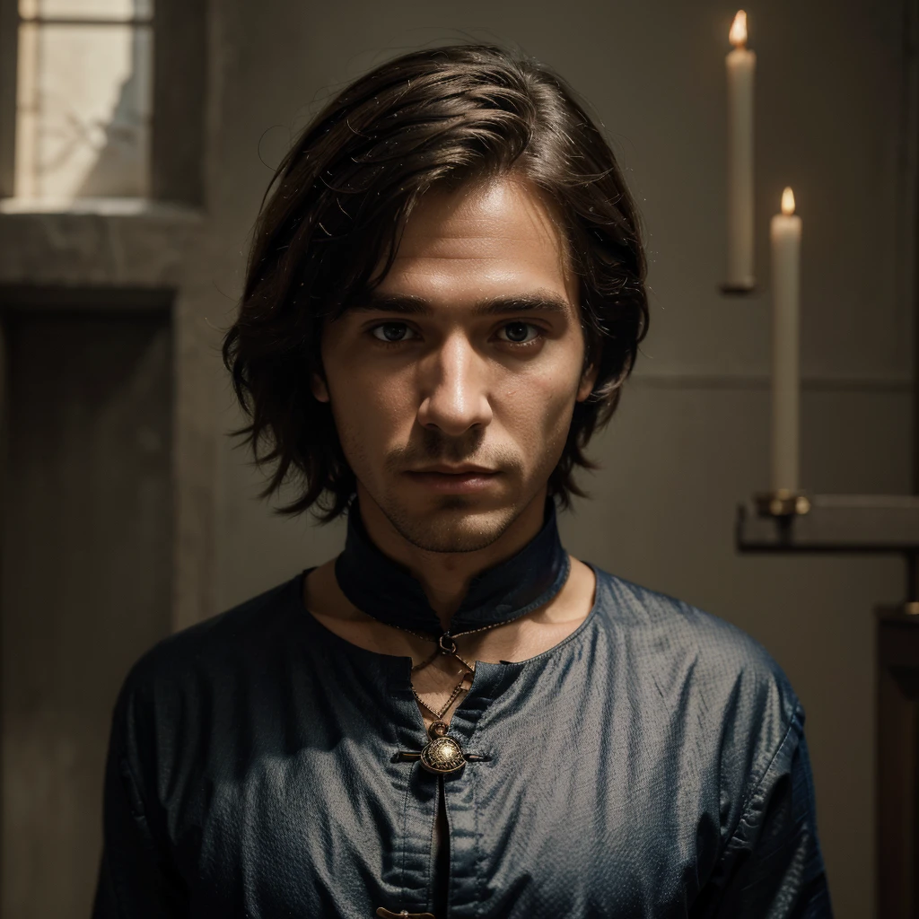 ((Best Quality)), ((masterpiece)), 8k (detailed), ((perfect face)), perfect proportions, ((half body)) he is a sorcerer, He is 30 years old, he dresses in a wizard's robe, Gothic style, he has Red eyes, he has long wavy by white, he is in a witcher's hut, he is strong and muscular, he has a bare torso, el es un devilio ((perfect face)) sexy man, gothic makeup ((Whole body)) by white, he has devil wings, he has black horns, horns, devil, Dominant, man face, ((Perfect eyes)) Red eyes, fire in the eyes, brown skin
