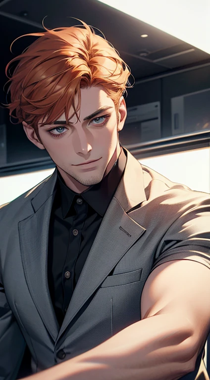 (best quality,4k,8k,highres,masterpiece:1.2),ultra-detailed,(realistic,photorealistic,photo-realistic:1.37),1 man,31 years old,mature man,very handsome,without expression,smile,short grey b
Orange hair,blue eyes,penetrating gaze,perfect face without errors,imposing posture,businessman,office background,cinematic lighting,hdr image