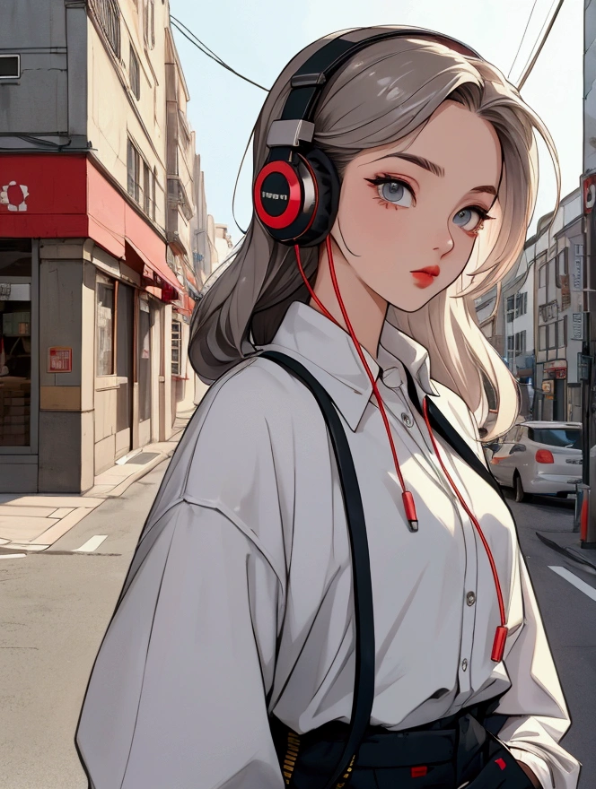 Street fashion girl Headphones LOFI Retro Stylish