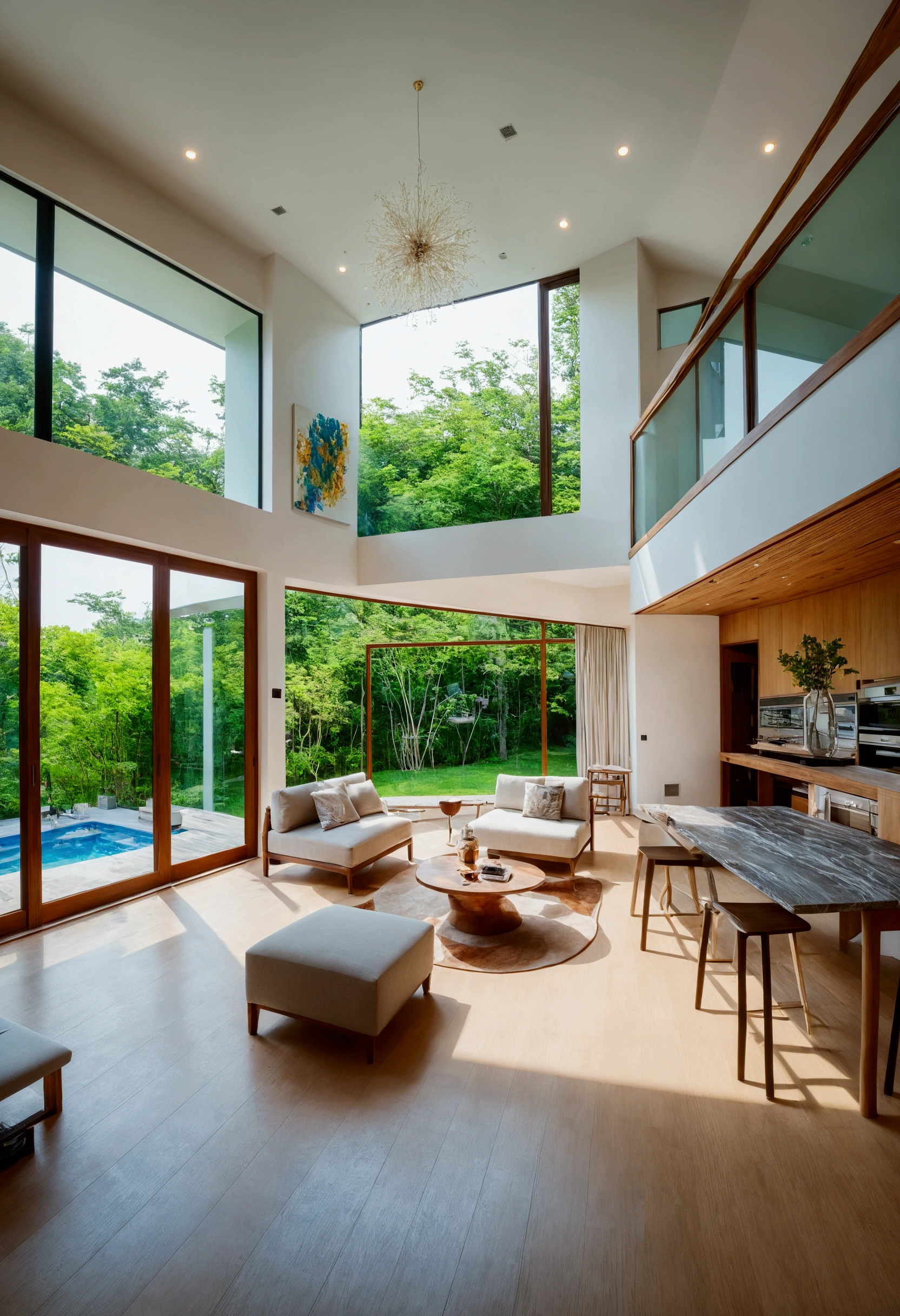 Modern home with fresh Monet-esque colors、Shooting with a wide-angle lens、