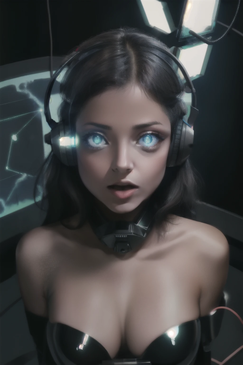 professional detailed photo of (latex office woman) being (brainwashed by glowing screen), Mind Control Eyes, Brainwashed facial expression, (Brainwashing)+++, (Mind Control)+++, (Mind control device),