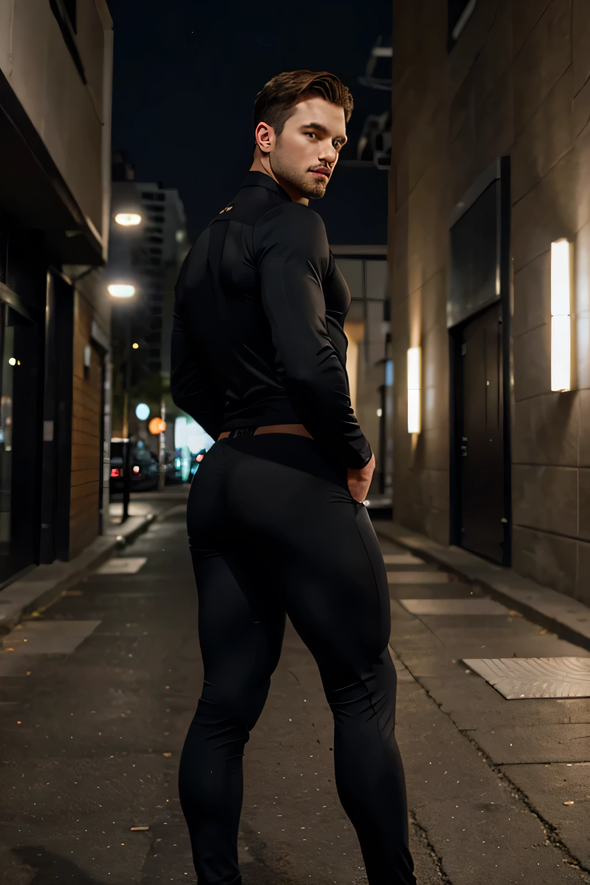 man with big butt in tight suit and slim waist