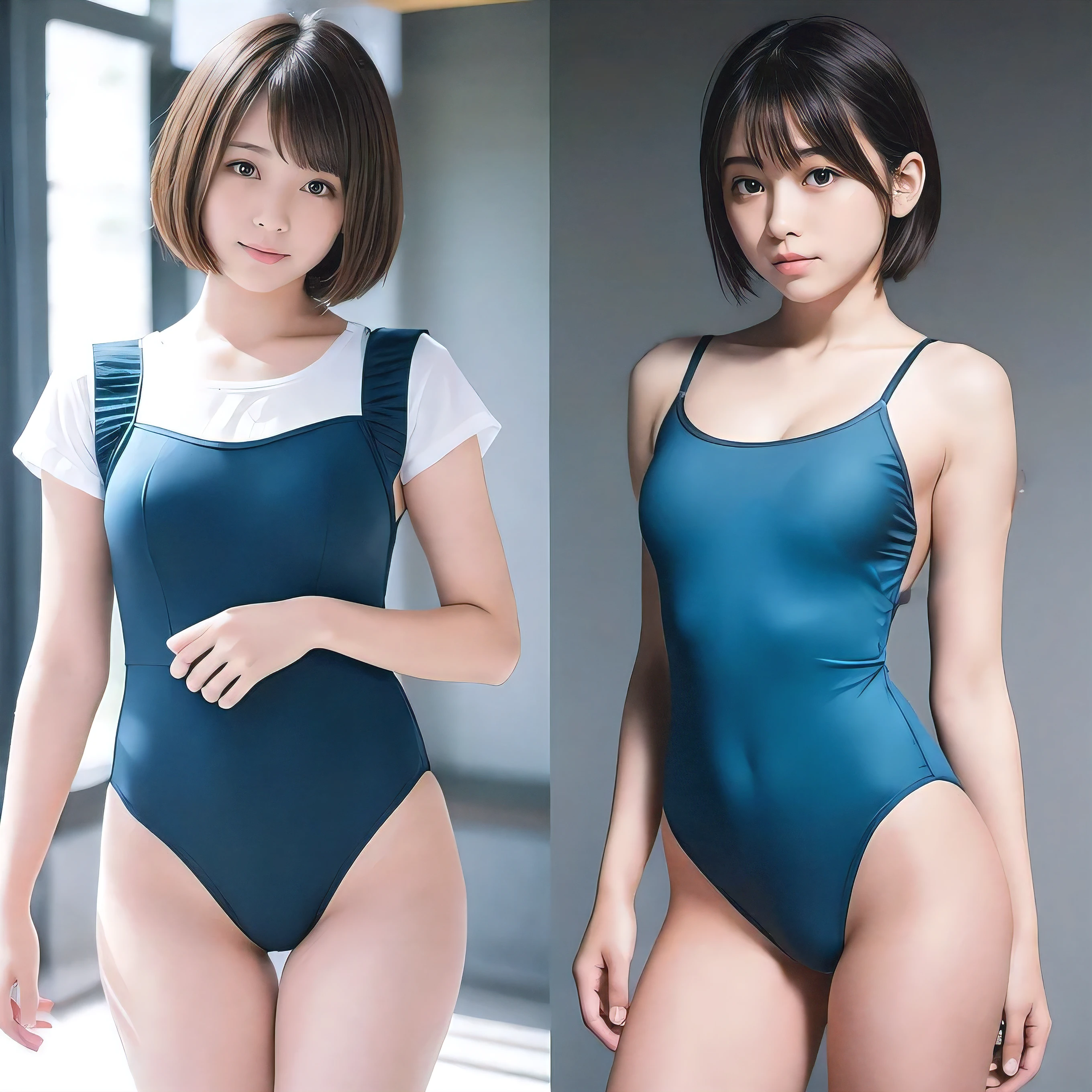 Masterpiece　Highest quality　8K School Swimsuit　short hair