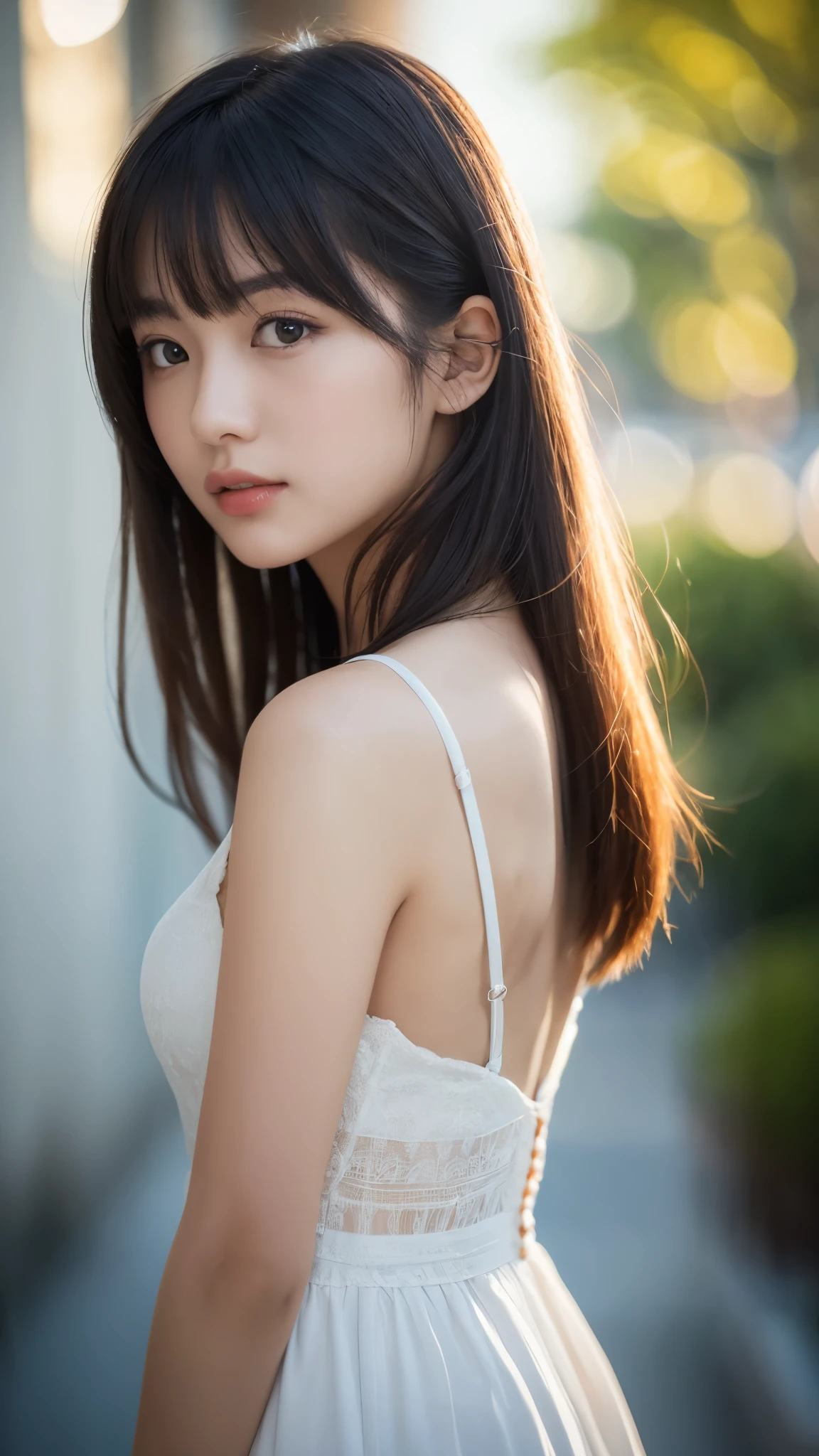 Best quality, realistic, perfect human body structure, very detailed, very delicate and beautiful, RAW photo, flower garden, fancy embroidered bra, side-string bikini, professional lighting, face lighting, depth of field, single focal, full body photo, 13 year old woman, brown hair, brown eyes, small head, (((big)), baby face, fashion girl, beautiful eyes, bareface, Realistic Skin, Realistic Face, Realistic Skin, Detailed Eyes, (Half Up: 1.3), Sexy Pose, Middle School