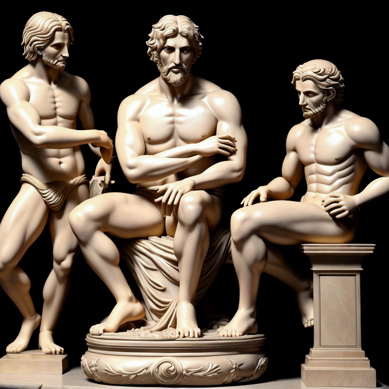 masterpiece, best quality, source anime, official art, 8k, ultra-detailed,very aesthetic, absurdres, perfect anatomy, perfect face,  cinematic lighting, Perfect Hands,Laocoön and His Sons,large serpent,statue,