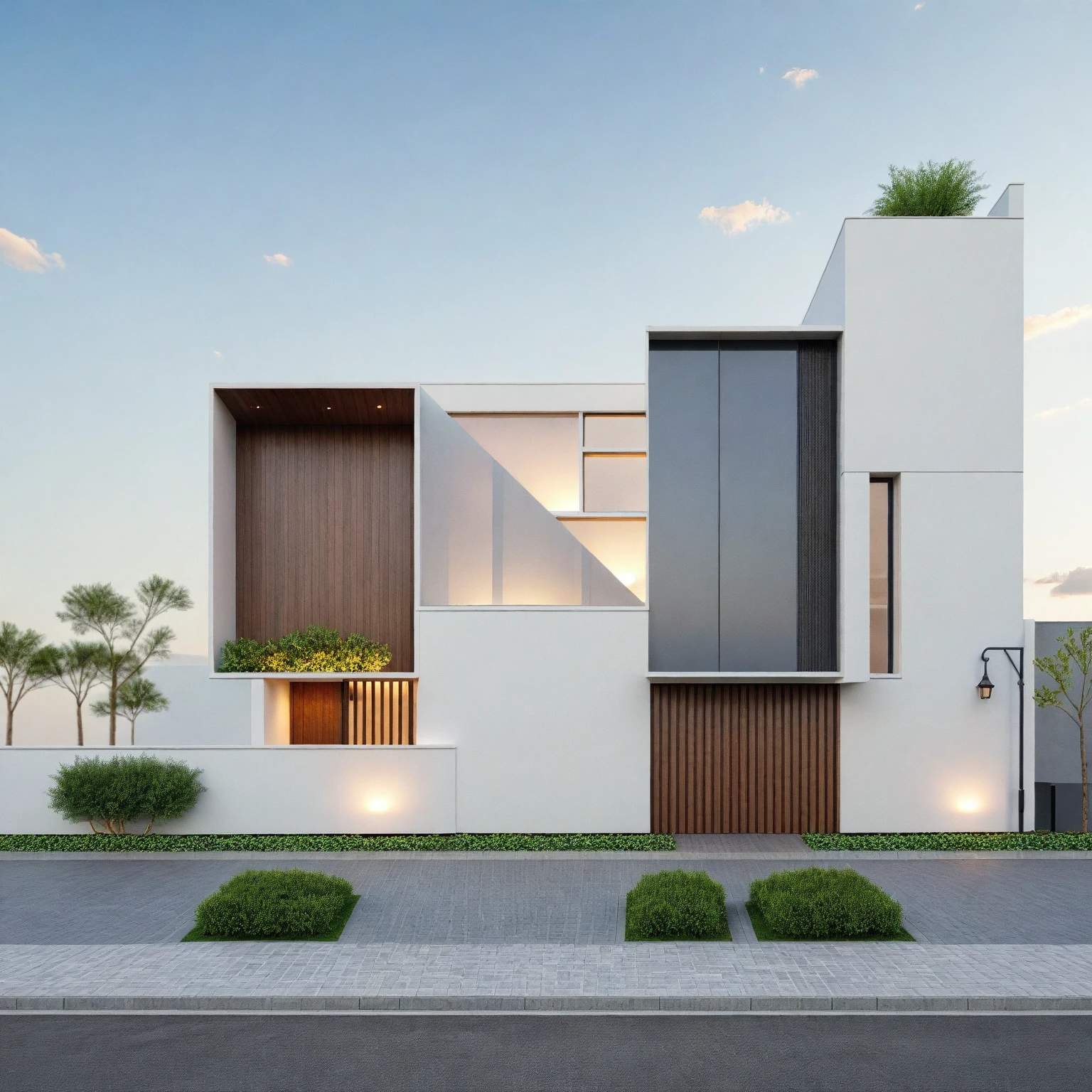 Architectural style Architectural style,  ((Classic Style House)),(masterpiece) , ((best quality)), dramatic lighting, high quality outdoors, sky, day, cloud, tree, blue sky, building, scenery, road, real world location,  sunlight, enough detail, high resolution,super realistic, Photorealistic, highly detailed, balcony, plants, door, car, truck, parking slot, paving, . Clean lines, architectural drawing, highly detailed  , . Clean lines, geometric shapes, minimalist, modern, architectural drawing, highly detailed