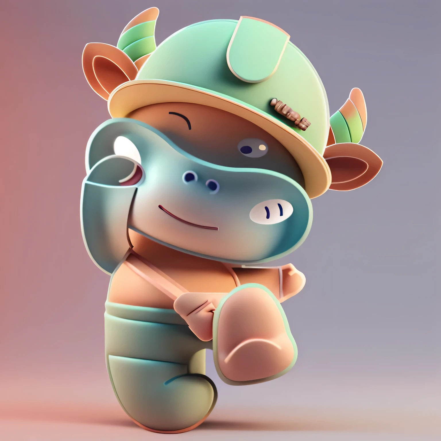 Cartoon character wearing hat，3D Model，3D Rendering，background，3D rendering