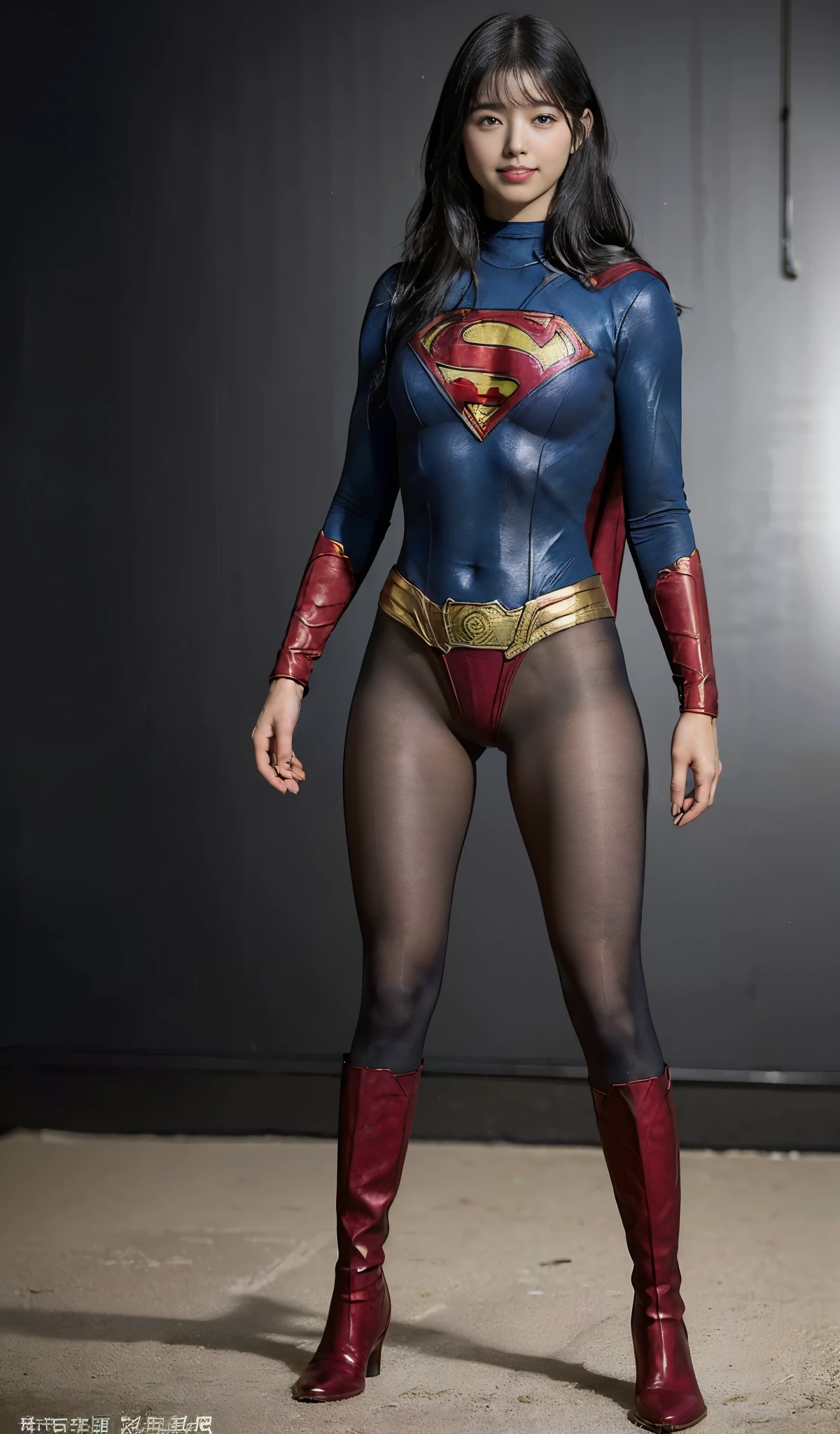 No background、(((Beautiful short haircut)))、(((Beautiful legs in black tights.)))、(((Legally express the beauty of your smile)))、((((Make the most of your original images)))、(((体にぴったりフィットするSupergirl Costume)))、(((Supergirl Costume)))、(((short and beautiful hair)))、(((suffering)))、(((Please wear black tights....、Wear red boots)))、((Best image quality、8k))、((Highest quality、8k、masterpiece:1.3))、(((Preserve background )))、Sharp focus:1.2、Beautiful woman with perfect figure:1.4、Slim Abs:1.2、Wet body:1.5、Highly detailed face and skin texture、8k