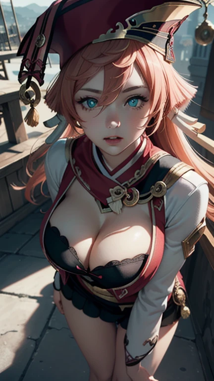 yanfeidef, full body, (masterpiece), (best quality), ultra high res, ultra detailed, detailed eyes, intricate, 1girl, blond hair, looking at viewer, huge breasts, cleavage, collarbone, ((huge breasts, tight clothes, cleavage, looking at the viewer, lean forward pov)), (abs:0.8), blushed, (realistic:1.2), (realism), (masterpiece:1.2), (best quality), (ultra detailed), (8k, 4k, intricate), (85mm), light particles, lighting, (highly detailed:1.2), (detailed face:1.2), (gradients), colorful, (detailed eyes:1.2), (detailed background), detailed landscape, (dynamic angle:1.2), (rule of third_composition:1.3), (Line of action:1.2)