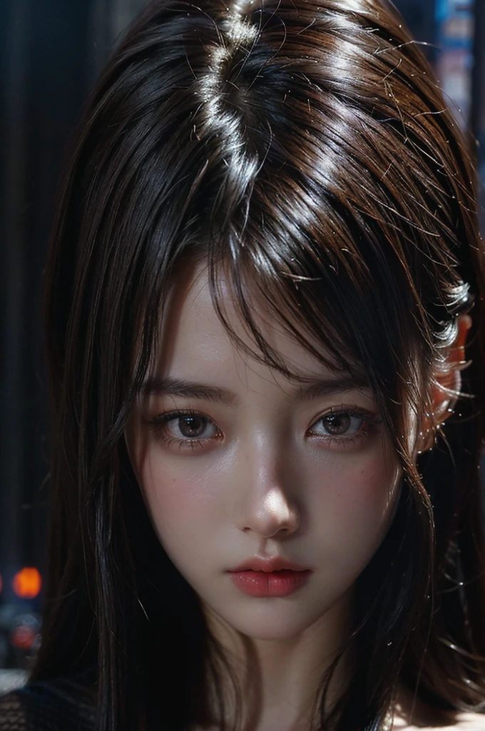 1girl, (looking at viewer:1.2), detail face, (a girl standing, rending on cgsociety, black shadows, streaming, new york backdrop), romanticism, atmospheric, (RAW photo, best quality), (realistic, photo-realistic:1.3), masterpiece, an extremely delicate and beautiful, extremely detailed,