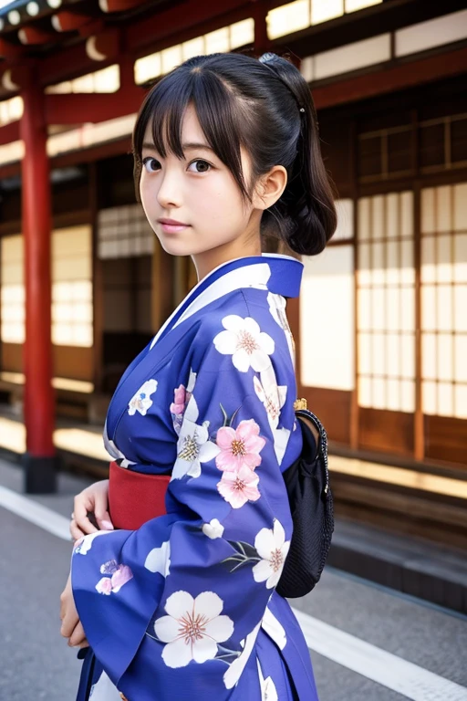 Japanese high school girl wearing a kimono