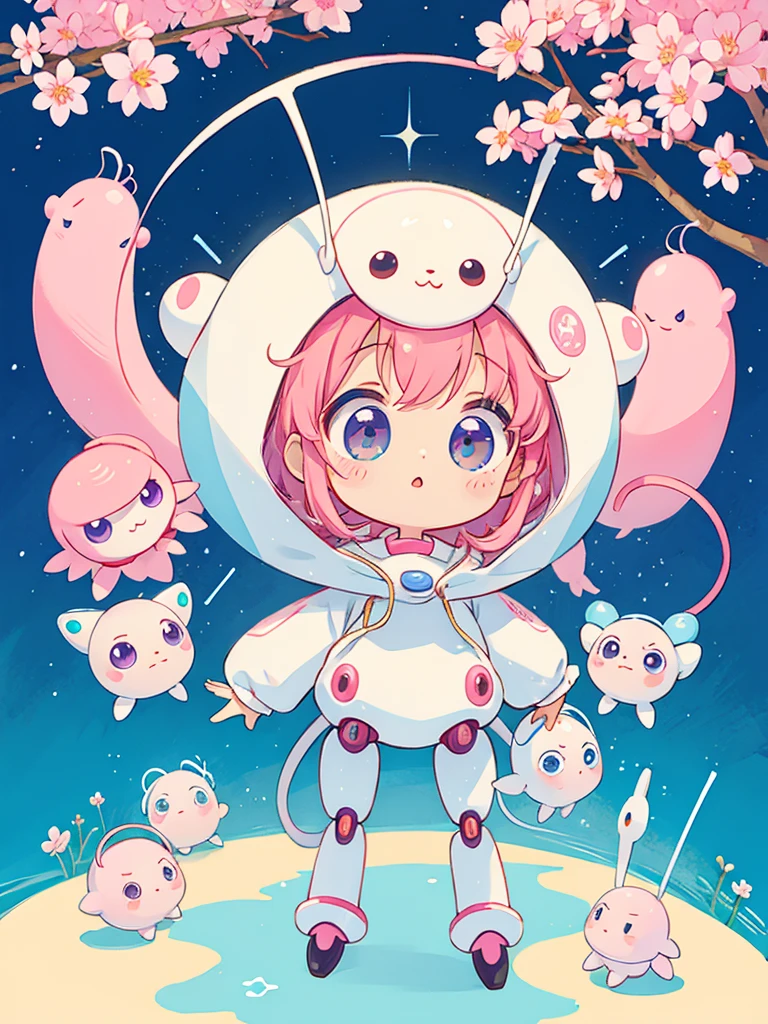 Momoko Sakura style, Kawaii Design, (((Cute humanoid alien))) , (((No people)))
